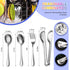 Patelai 8 Pieces Stainless Steel Serving Utensils Set 8.7" Large Serving Spoons Slotted Spoon 9.45" Tong 9" Serving Forks Buffet Flatware for Kitchen Catering Banquet Wedding Party (Silver) by Patelai