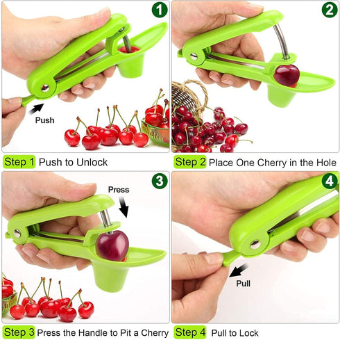 Stainless Steel Multi-Function Olives & Cherry Pitter Tool, Heavy-Duty Fruit Pit Remover for Jam Making