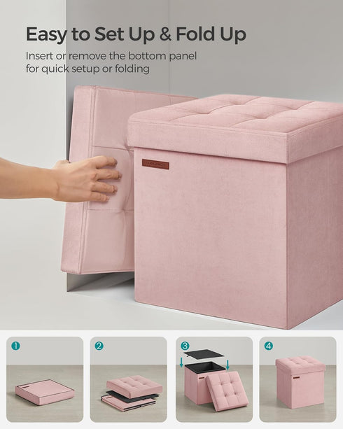 15 15 15 Inches, 11 (43 ULSF227R01 SONGMICS Small Storage Ottoman, Folding Ottoman Cube, x x Footstool, Footrest, Gal.