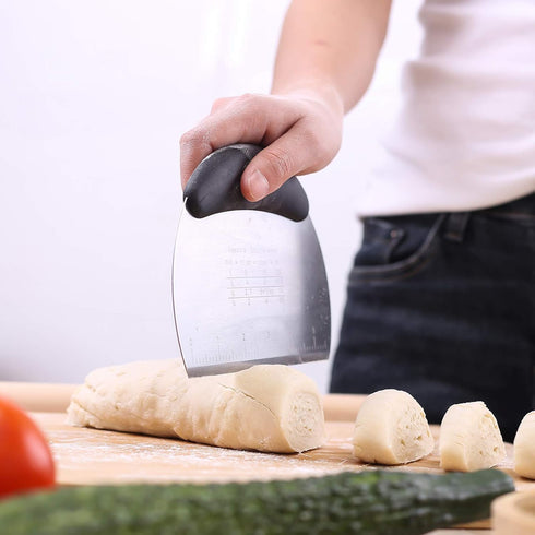 1 pcs Dough Pastry Scraper Chopper/Stainless Steel Dough Scraper Cutter with Ergonomic Rubber Non-Slip Grip