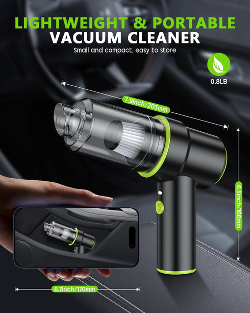 12000PA, 2 1 Multi-Nozzles CODN Handheld Car Vacuum Portable Cordless in Handheld Vacuum Cleaner and Air Duster