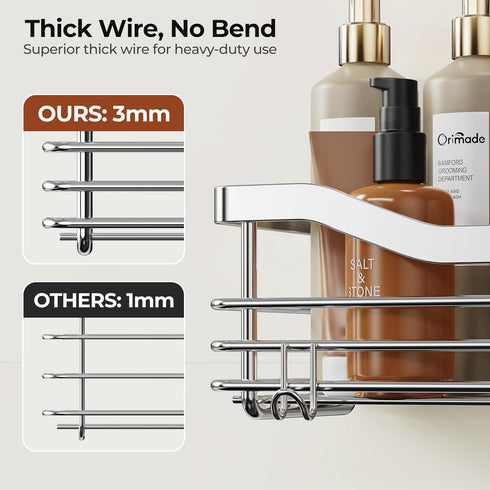 5 2 Pack Orimade Shower Caddy Basket Shelf with Hooks Adhesive Organizer Storage Rack Rust Resistant Wall Mounted