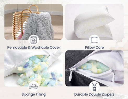 20x54 WSOFRLAC Bed Memory Foam Pillows with Removable Covers for Queen Bed Soft Nursing Couch Pillows with Long Pillow
