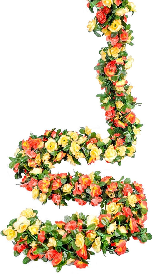 Miracliy 9Pcs 74FT Flower Garland, Artificial Rose Arch Vines for Wedding, Garden Tea Party Decoration