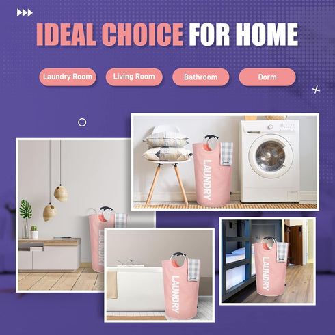 Caroeas 90L Waterproof Laundry Basket, Collapsible Laundry Hamper with Padded Handles, Stands Up Well (13 Colors)