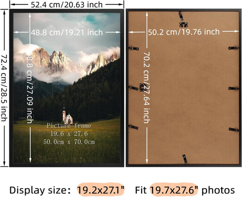 19.7x27.6 50x70cm 1000 Giftgarden Puzzle Frame Black, Picture Frame for Pieces Puzzles Wall Display, Single