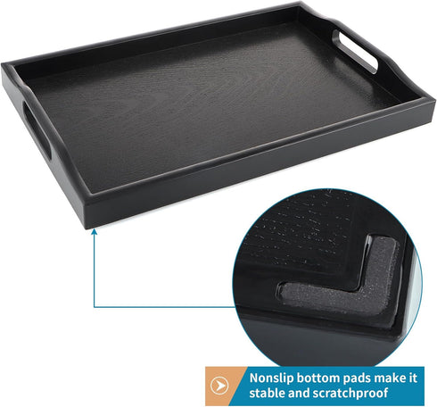 Sanbege 16.5" 10.6" Plastic Serving Tray with Handles, x Rectangular Ottoman Tray for Meals, Decor or Party, Buffet
