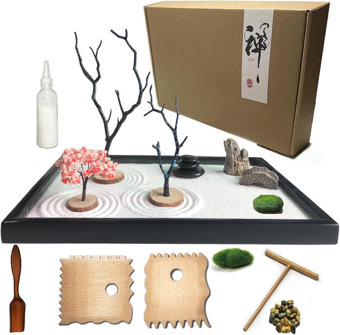 Zen Garden for Desk, Japanese Zen Garden Kit with Sand Stamp Sphere