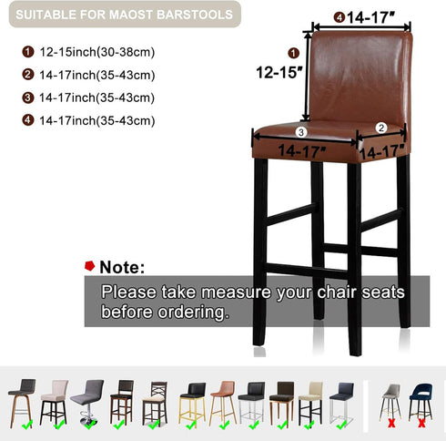 Lellen Bar Stool Covers Set of 4, Slipcovers for Barstool Chair Covers, White Counter Height Stool Covers