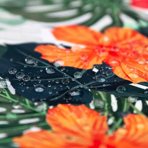 Tropical Hawaiian Palm Tree Tablecloth, 50x50 Inch Wipeable Waterproof Hibiscus Flowers for Aloha/Luau Theme Party