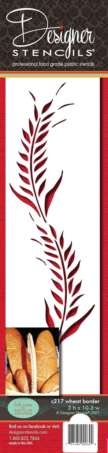 Designer Stencils Wheat Cake Stencil, Beige/Semi-Transparent