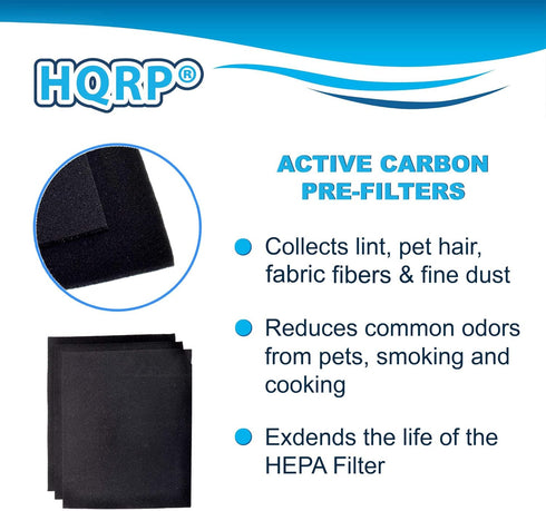 HQRP 6-Pack Carbon Filters Compatible with Hamilton Beach 04922 Replacement fits TrueAir 04160, 04161 models, fits 04912 HEPA Filter