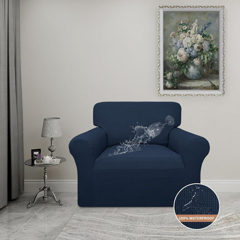 Easy-Going 100% Waterproof Chair Couch Cover, Dual Waterproof Sofa Slipcover, Dark Blue for Kids and Pets