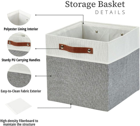 DECOMOMO 13 inch Cube Storage Bins - Collapsible Storage Cubes with Dual Handles for Clothes, Toys, Books