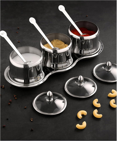 18/8 Set 3 Tenta Tenta Kitchen Stainless Steel Seasoning Box Condiment Jar Spice Jar Spice Rack Condiment Cruet Bottle