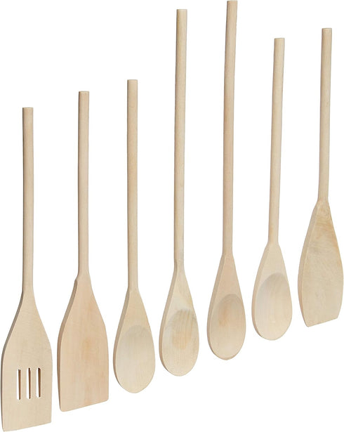 7 Piece Organic Wood Utensil Set, Eco-friendly Spatula and Spoons, Safe Kitchen Cooking Tools