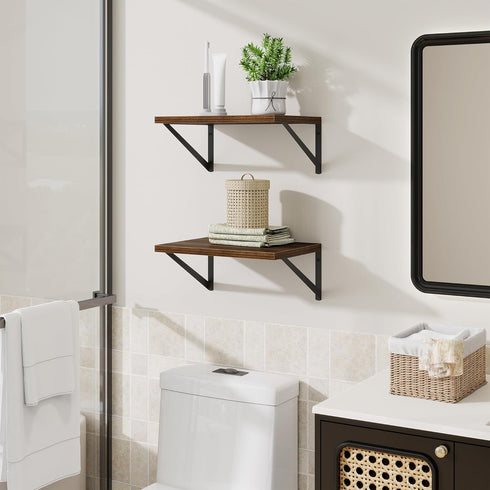 Shelves,16" Wx10 Set 2,Heavy Acovy Deep Floating D Floating Shelves for Wall of Duty Wood Floating Shelf with Metal