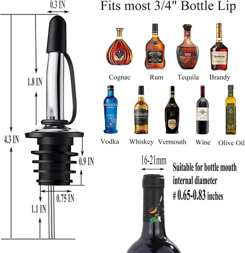 6 Pack Pafusen Liquor Bottle Pourers, Liquor Pour Spout for Liquor Bottles, Stainless Steel Olive oil Dispenser Spout