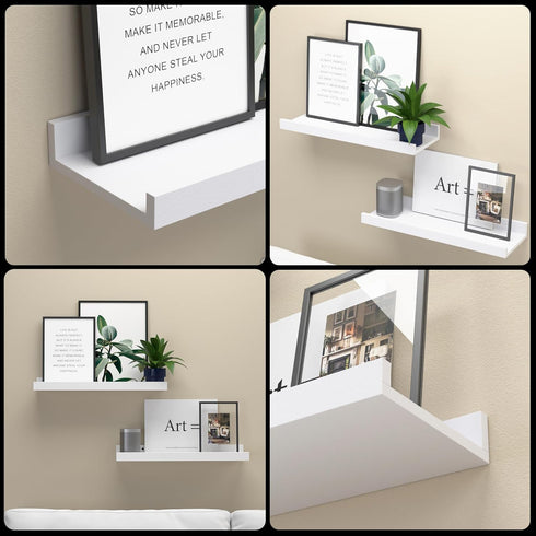 Set 2, Boswillon Floating Shelves Wall Mounted of Modern White Shelves for Bedroom, Nursery Shelves with Lip, Display