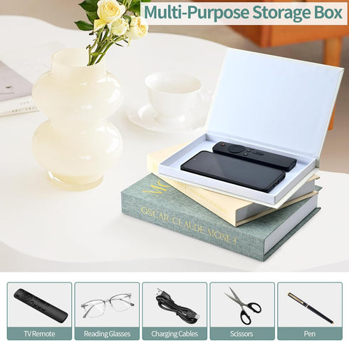 Set 3 HOMEBEST of Decorative Books Linen-Covered Fake Books with Magnetic Closure for Hidden Storage & Coffee Table