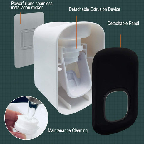 Toothpaste Dispenser, Automatic Squeezer for Kids and Adults, Hands Free Wall Mounted Holder, Punch-Free for Bathroom