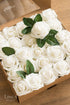 Ling's Moment 25Pcs Ivory Roses Decor with Stems, 3" Real Touch Foam Floral for Wedding Bouquets, Centerpieces