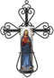 Stonebriar Decorative Scrolled Metal Cross Wall Sconce with Jesus LED Candle, Religious