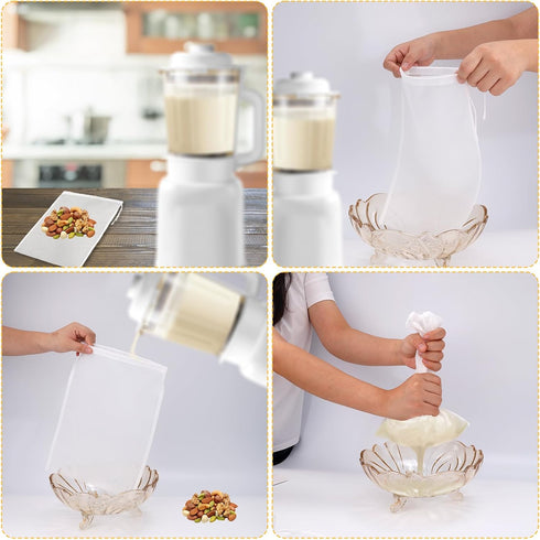 NQEUEPN 6pcs 11.81x7.87 Inch Nut Milk Bags, Reusable Nylon Cheese Cloth Bags Mesh Strainer Bags Nut Bag Strainers Food