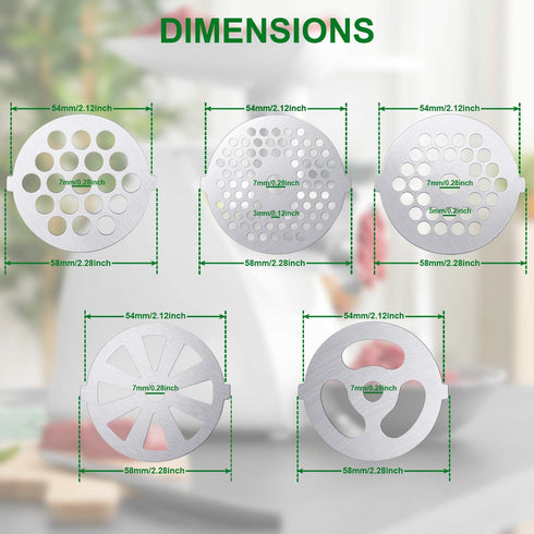 Mudder 9 Pieces Meat Grinder Blades - Stainless Steel Replacement Parts for Size 5 Stand Mixer Accessories