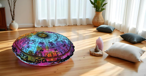 32 Inch ICC Large Hippie Mandala Floor Pillow Ottoman Pouf Cover - Indian Peacock Daybed Oversized Cotton Cushion Cover