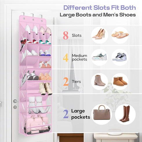 Closet 20 MISSLO Clear Over the Door Shoe Organizer Large Deep Pockets Hanging Shoe Rack for Fit Pairs Shoe Holder