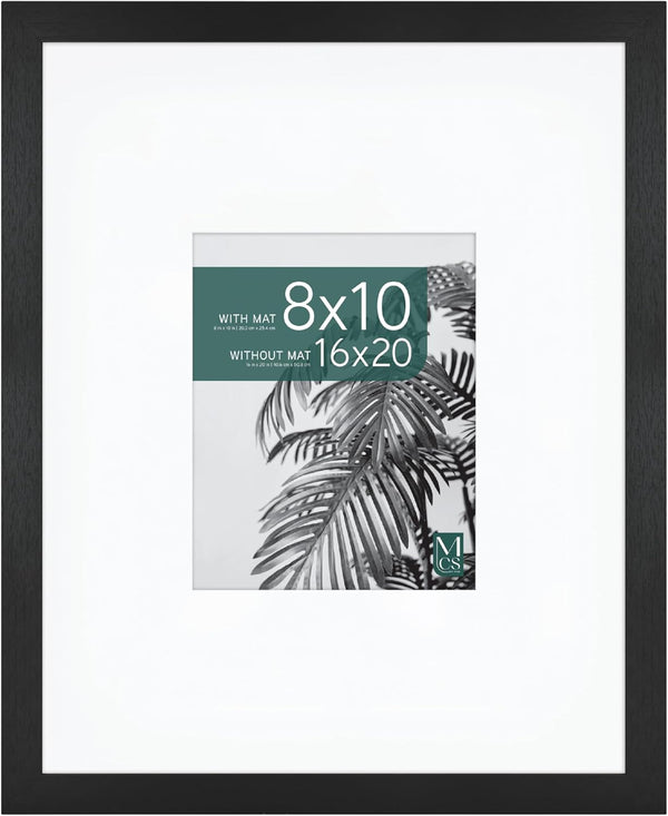 MCS Studio Gallery 16x20 Matted Photo Frame with 8x10 Picture Display, Black Woodgrain, Vertical & Horizontal Wall