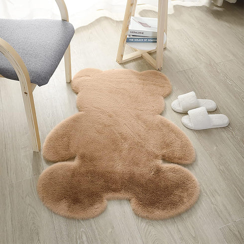 4.6x6 ft Bear Soft Fluffy Large Rug, Shaggy Faux Sheepskin Fur Rug Fuzzy Shag Area Rug Cute Plush Carpet for Nursery