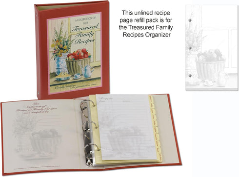 Meadowsweet Kitchens Unlined Recipe Page Refill Pack for the Treasured Family Recipe Organizer by Meadowsweet Kitchens