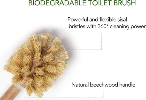 ECOLULU Eco Friendly Toilet Brush, 2 Pack Wood Toilet Brush with Strong Hemp Bristles