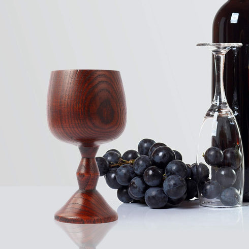 Hand-made Jujube Wooden Wine Goblet Water Cup, 7oz, 1pcs