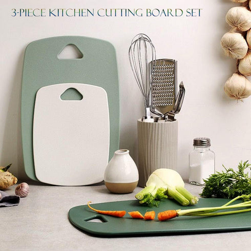 Cutting Boards for Kitchen,Plastic Cutting Board Set of 3, Thick Chopping Boards for Meat, Veggies, Fruits, with Easy Grip Handle,Dishwasher Safe (Green, 3Pcs) by BanYakong