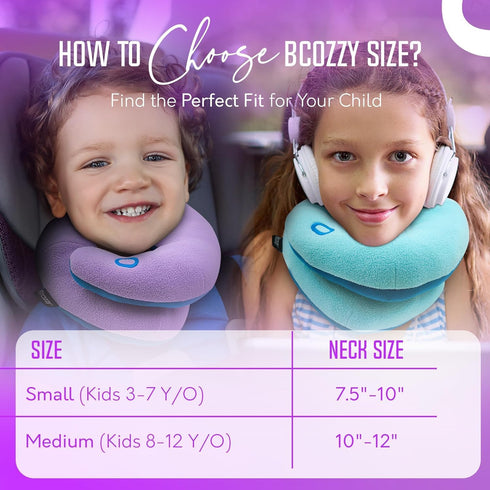 BCOZZY Kids Travel Neck Pillow (3-7 Y/O), Patented Soft Toddler Pillow for Head & Chin Support, Small, Pink