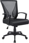 Furmax Office Chair Mid Back Swivel Lumbar Support Desk Chair, Ergonomic Mesh Chair with Armrest (Black)