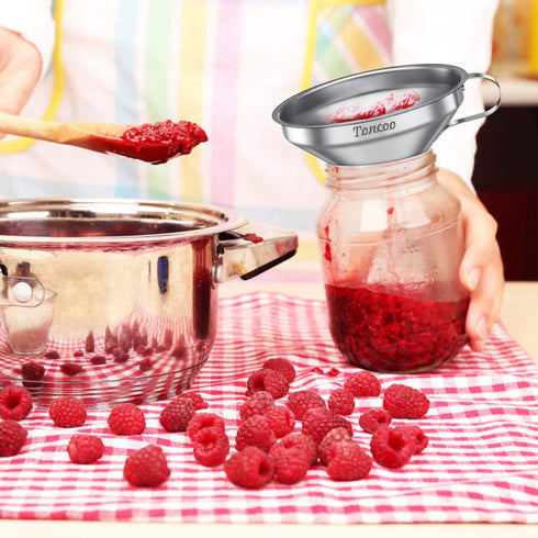 5-Inch Premium Stainless Steel Funnel with 200 Mesh Food Strainer for Kitchen Bottles