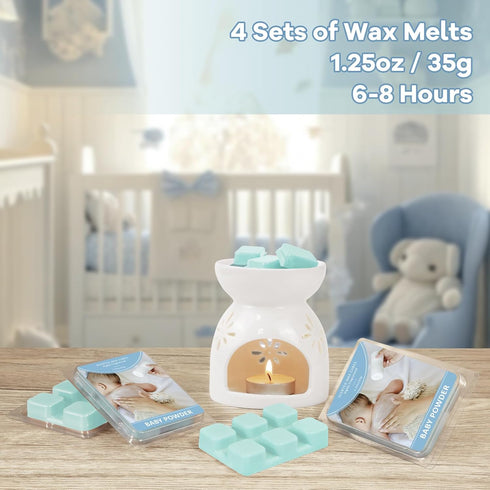 4 Pack SCENTORINI Wax Melts, Baby Powder Scent, Wax Melts Wax Cubes Strong Scent, Non-Toxic Soy Wax Cubes for Warmers