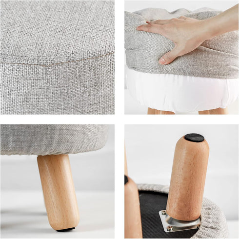Round Padded Ottoman Foot Rest Stool - Versatile and Comfortable