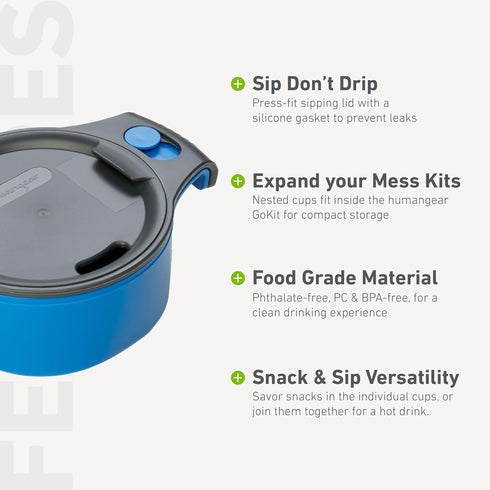 humangear cupCUP | Nesting Cup Mess Kit for Camping with Secure Lid - FDA Food Safe Material
