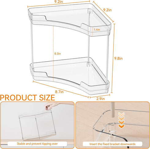 Yieach 2 Counter Countertop,Two Tier Corner Bathroom Organizer,Clear Sink Shelf,Bathroom Corner Organizer and Storage
