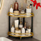 2 Tier Bathroom Organizer Countertop XL Corner Shelf, Black Gold Bathroom Counter