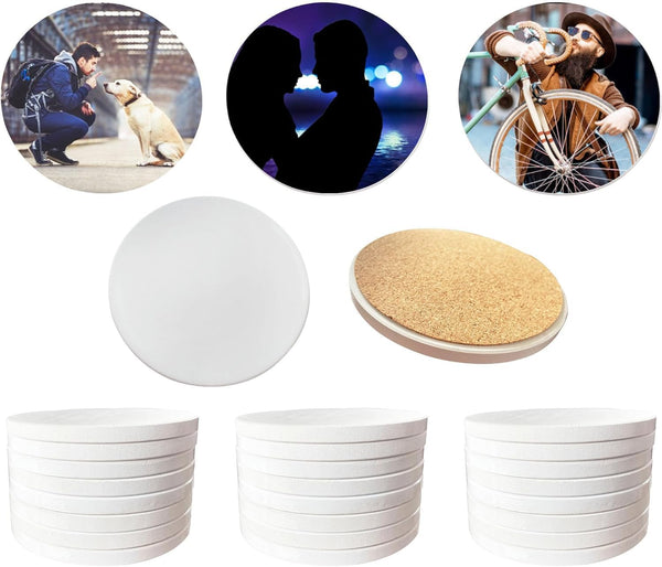 Sublimation Ceramic Coasters,Sublimation Blanks Bulk Round Drinks Coffee Cup Beverage Table Coaster,