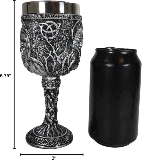 Ebros Celestial Celtic Triple Goddess Maiden Mother Crone Wine Goblet Chalice Figurine - Wiccan Decor