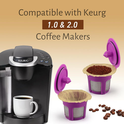 Disposable Coffee Filters, 100 Count Natural Paper, Compatible with Keurig Brewers 1.0 and 2.0, Fit Reusable Coffee Pods