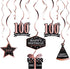 LINGTEER Happy 100th Birthday Decorations, 12 Pcs Black & Rose Gold Foil Swirls Streamer Set for 100 Years Old