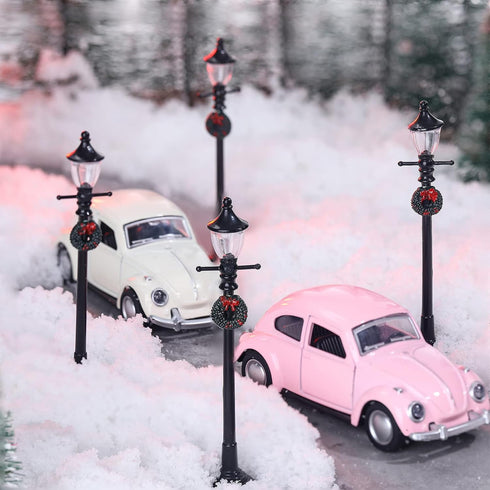 Honoson 6 Years(8 Christmas Mini Street Light Models Christmas Accessories Miniature Lamp Village Post for Dollhouse
